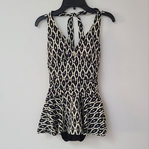 Navy Blue & Cream Swimsuit